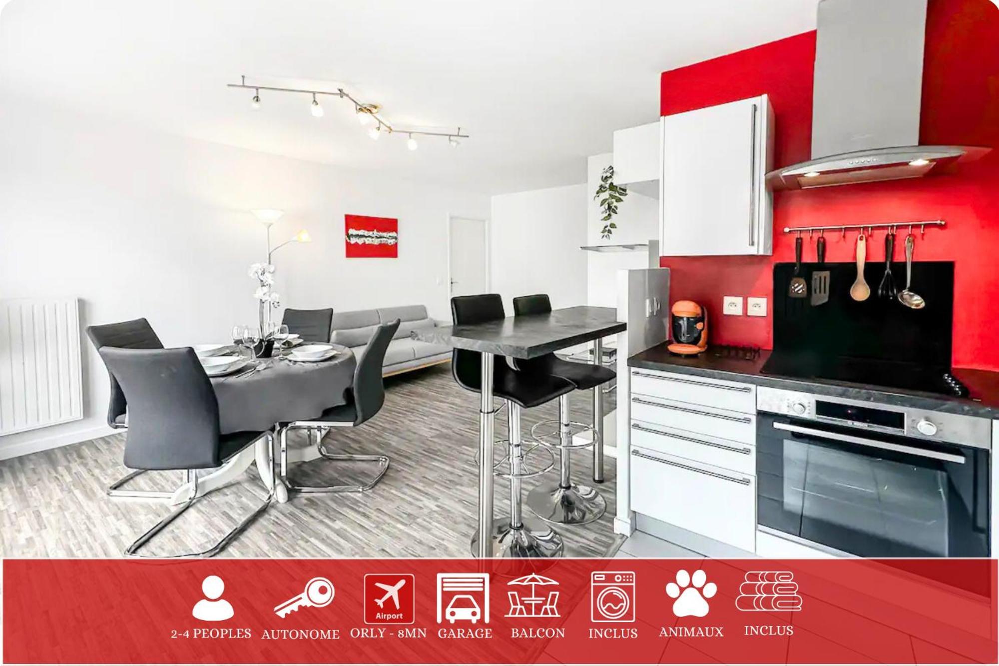 Balcon Prive, Parking Gratuit, Orly 5 Kms Apartment